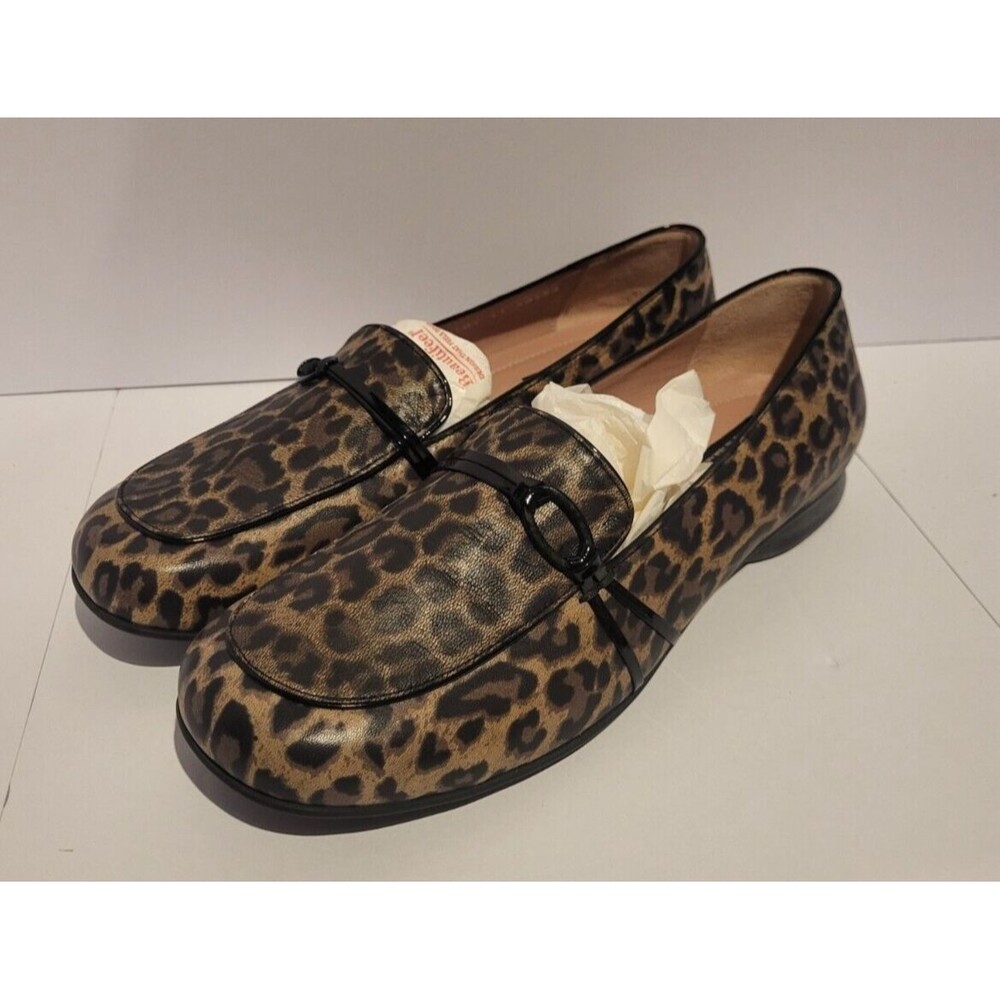 New Beautifeel 41 Leopard Animal Print Slip On Loafers Women's Soft Leather $400